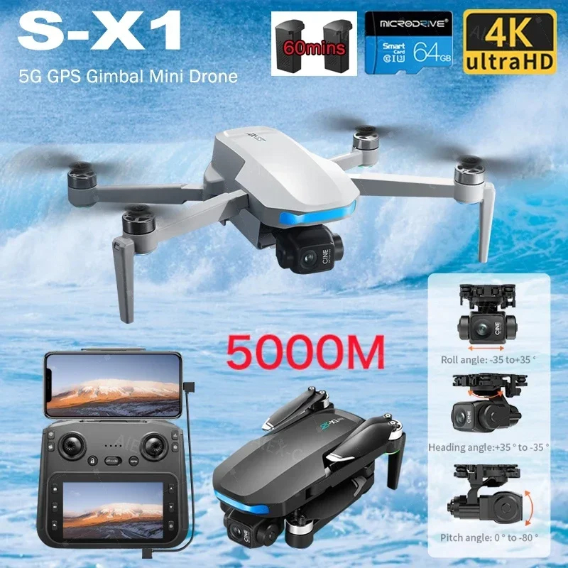 Drone X1 Rc - S-X1 Mini Drone 8K Profesional 3-Axis